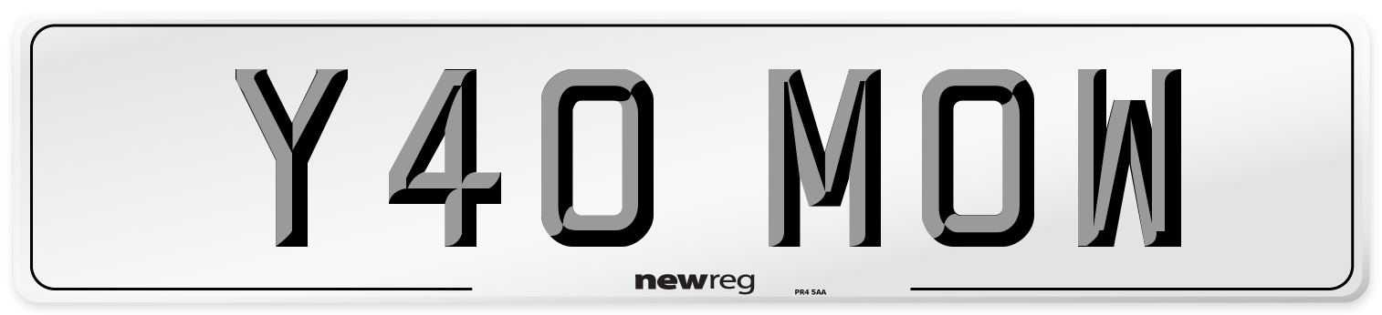 Y40 MOW Number Plate from New Reg